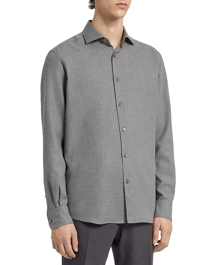 

Мелированная рубашка Cashco Regular Fit с длинным рукавом ZEGNA, серый