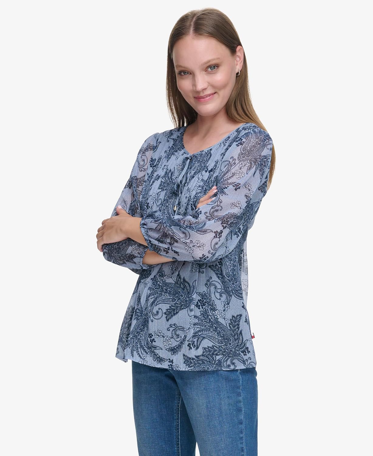 Женская блузка в крестьянском стиле с цветочным принтом от Tommy Hilfiger, Denim Multi — фото 3