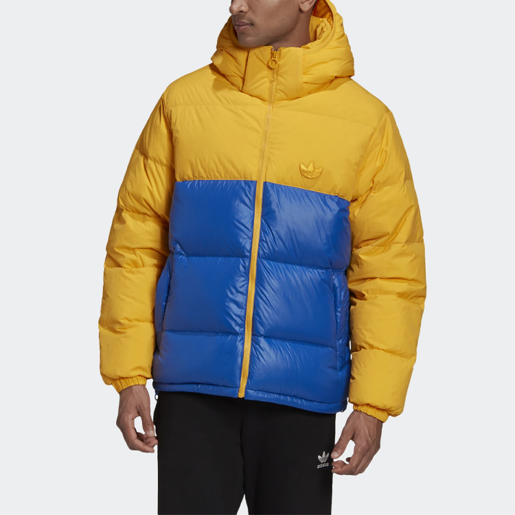 Adidas Originals Пуховик зимний мужской желто-синий разноцветный, Yellow Blue Multicolor — фото 4