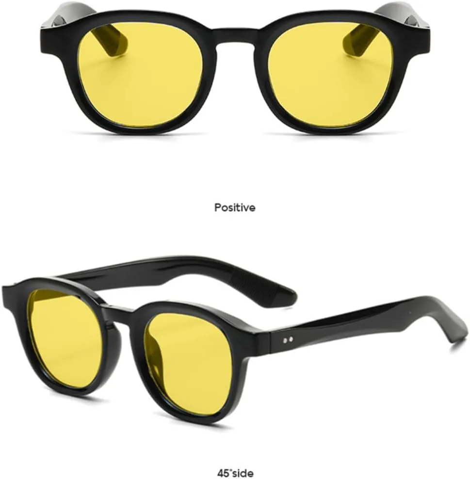 

Солнцезащитные очки с защитой UV400 | Круглые, черные с синими заклепками | для женщин и мужчин, для занятий спортом на открытом воздухе и вождения DSVIGF, Amber Tea