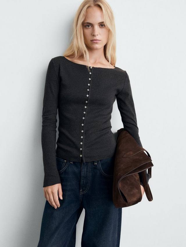 

Кардиган из хлопковой смеси с лодочкой и пуговицами Ohio Mango