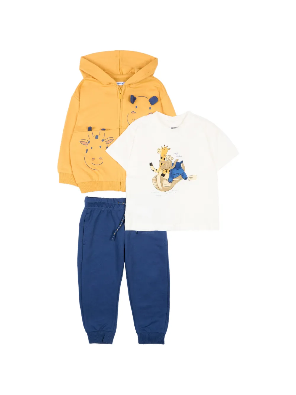 

Спортивный костюм с анималистичным принтом и капюшоном (набор из трех предметов) Mayoral, желтый