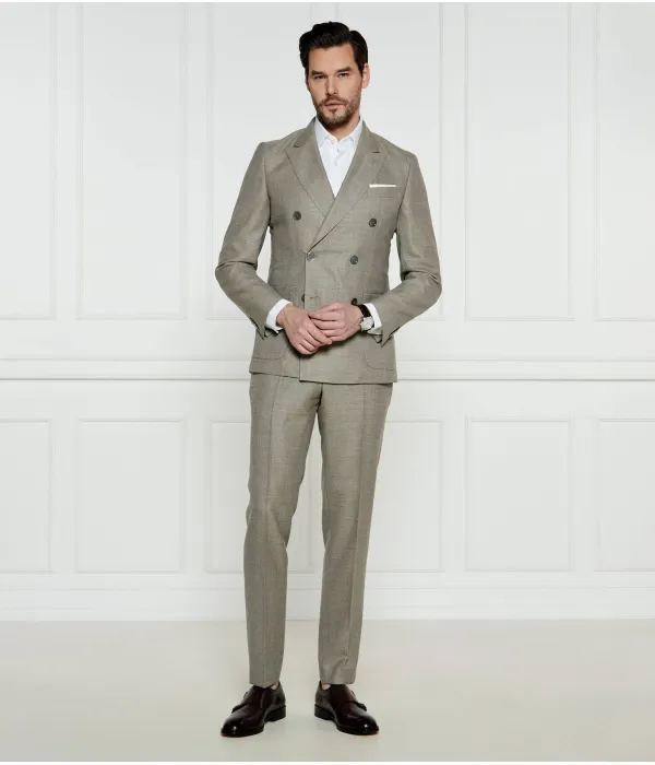 Элегантный шерстяной жакет c-huge-db-251 Slim fit Boss, бежевый — фото 2