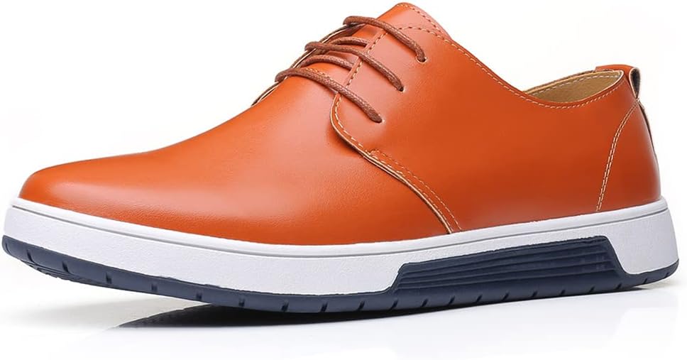 

Мужские кожаные оксфорды LLTMALL с шнуровкой, дышащие, модные плоские кроссовки, коричневый