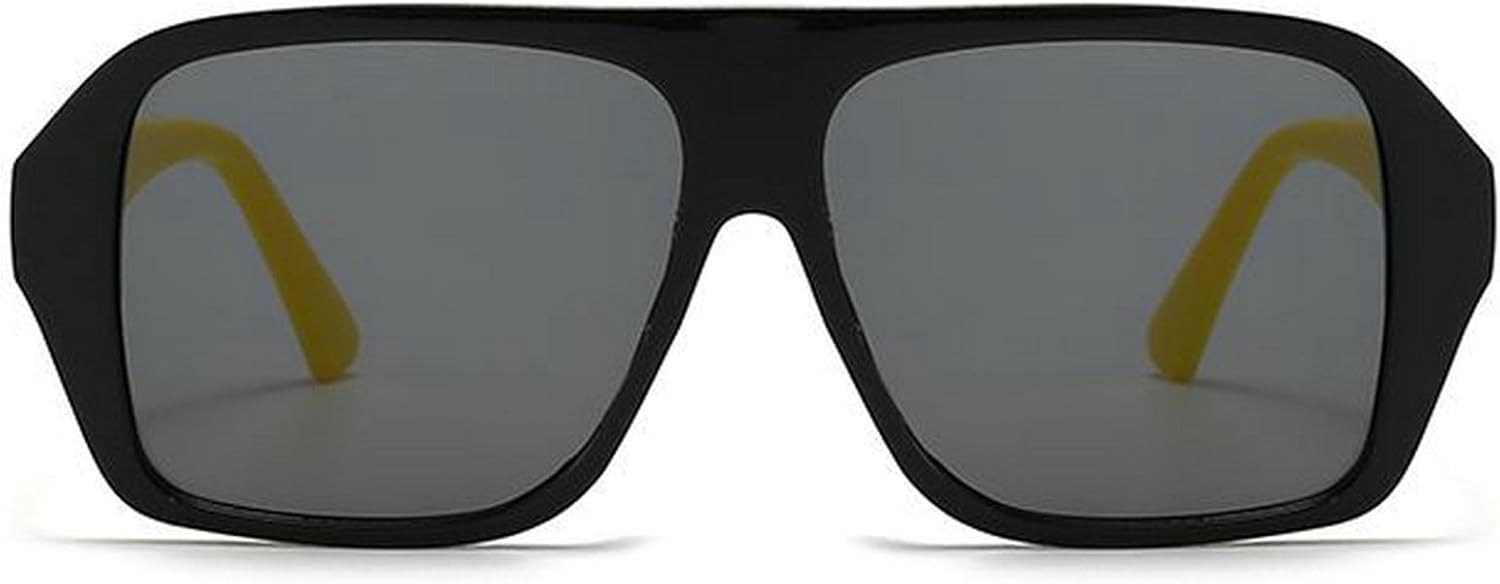 

Ретро квадратные солнцезащитные очки для женщин, очки-пилот, модные черные солнцезащитные очки с защитой от УФ-излучения UV400, мужские солнцезащитные очки в стиле панк mincl, Black Yellow Gray