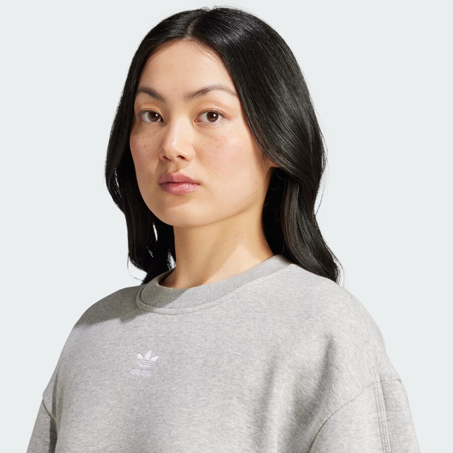 Свитшот Adidas Originals Essentials Fleece Long Oversized Crew, светло-серый — фото 3