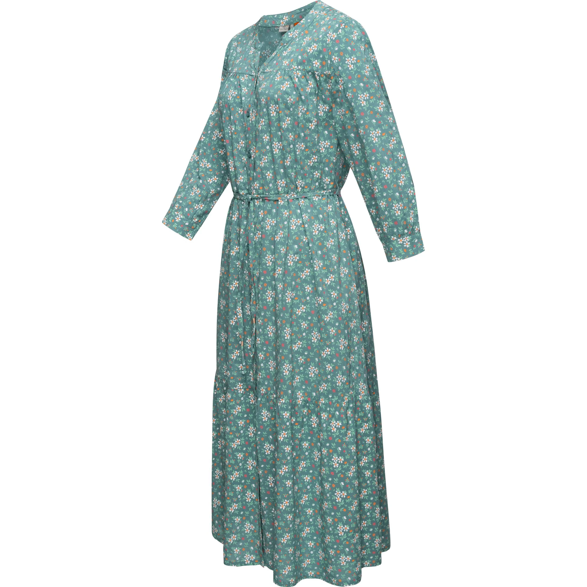 

Платье макси Ragwear "Meve", легкое платье с длинными рукавами и цветочным узором, цвет Ocean