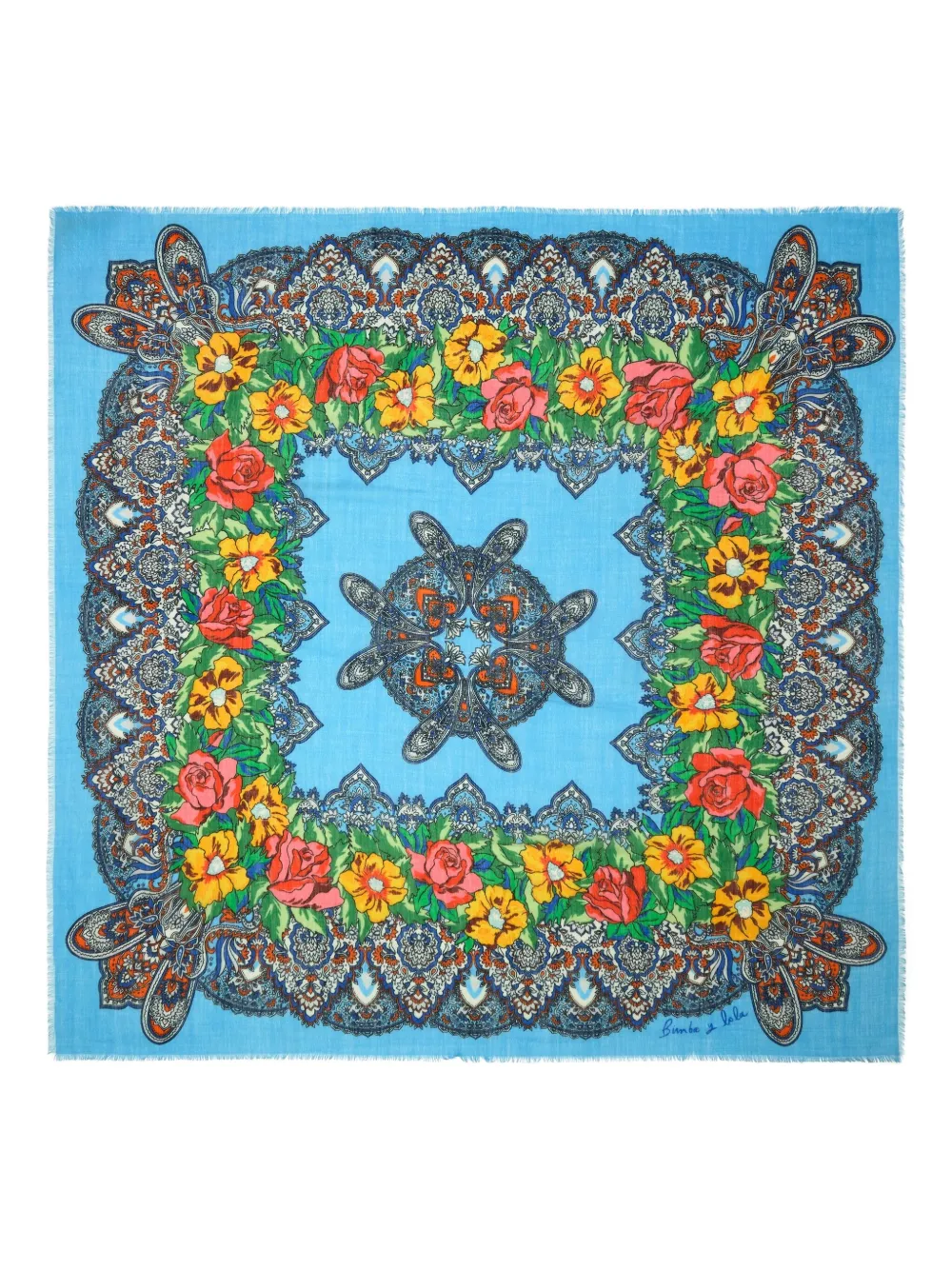 

Шерстяной шарф с цветочным принтом Bimba Y Lola, синий