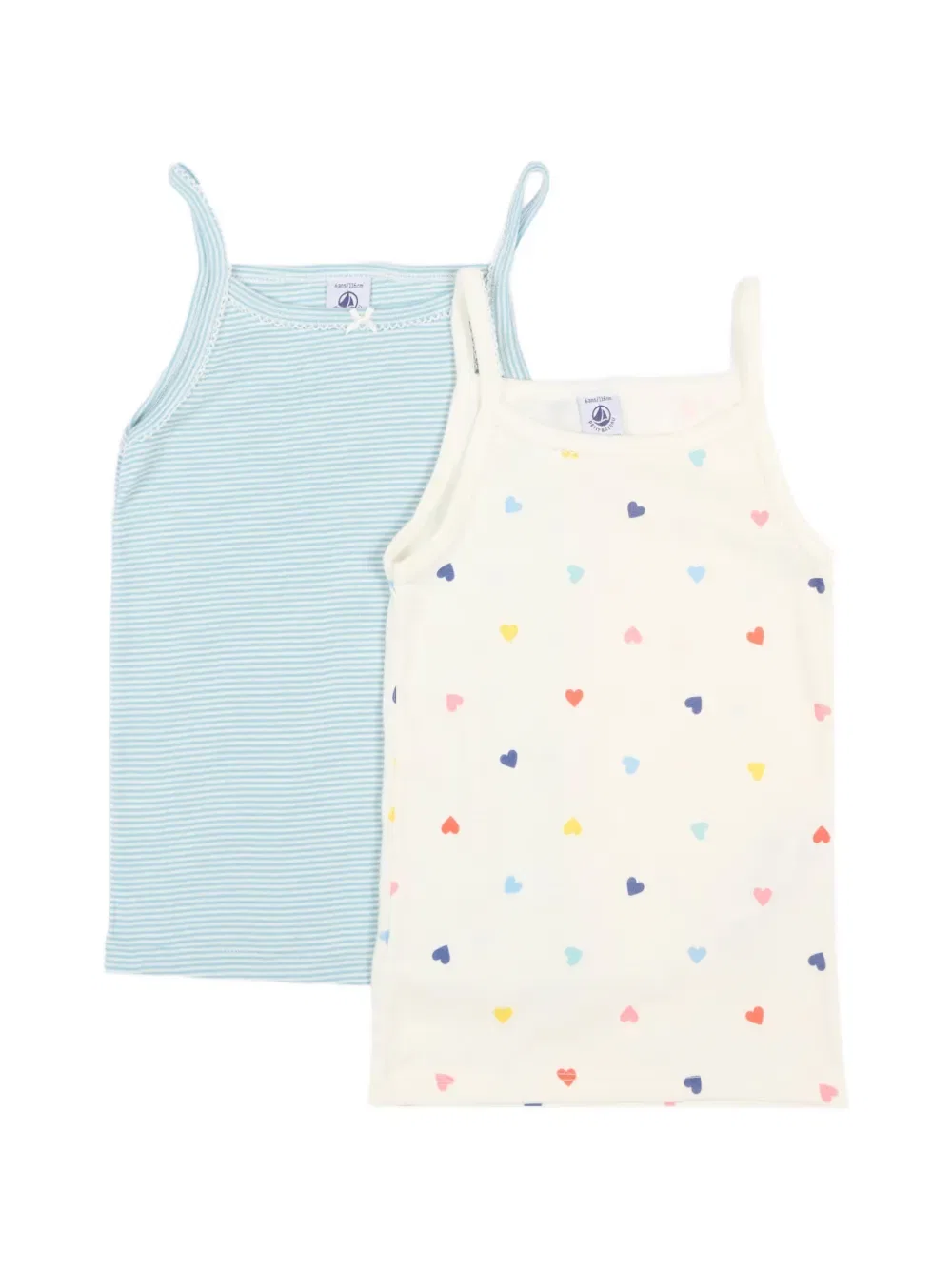 Комплект из двух маек с принтом в виде сердечек Petit Bateau, синий