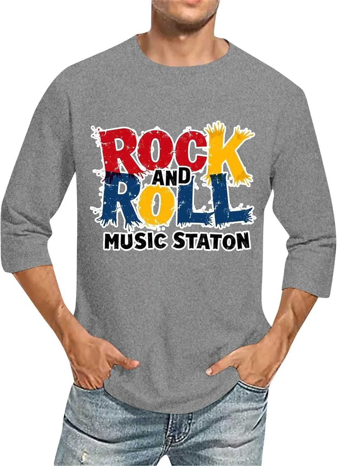 

Футболка для мужчин с графическим принтом, свободный крой, рукав 3/4 Kvsozwuty