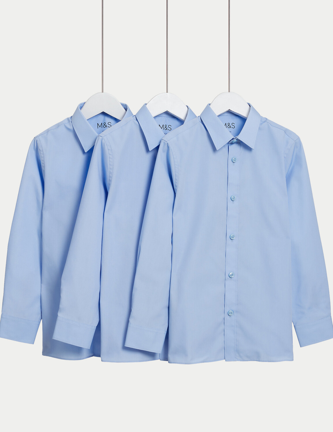 

3 пары школьных рубашек Easy Iron для девочек (2–16 лет) Marks & Spencer, синий