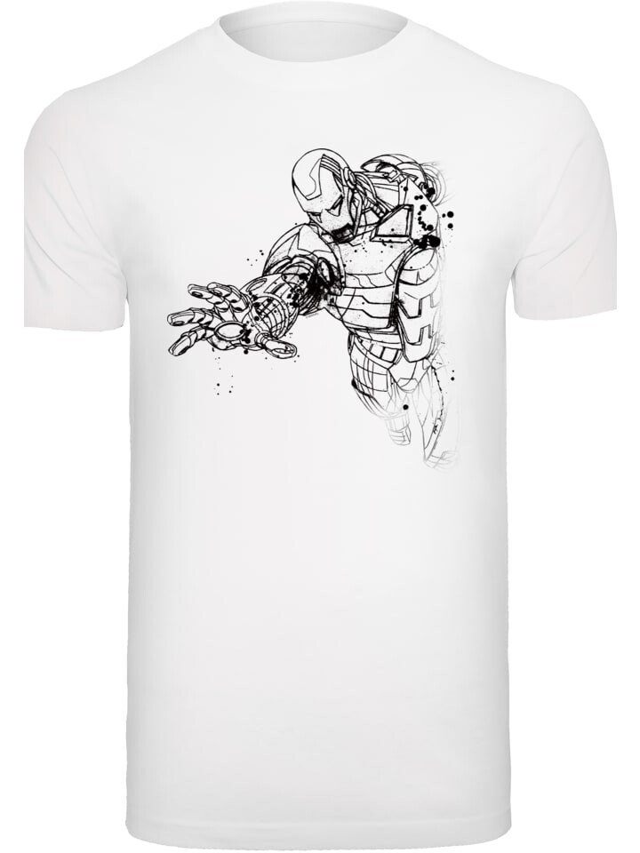 

Футболка F4NT4STIC Marvel Superhelden Avengers Iron Man Mono Line, белый