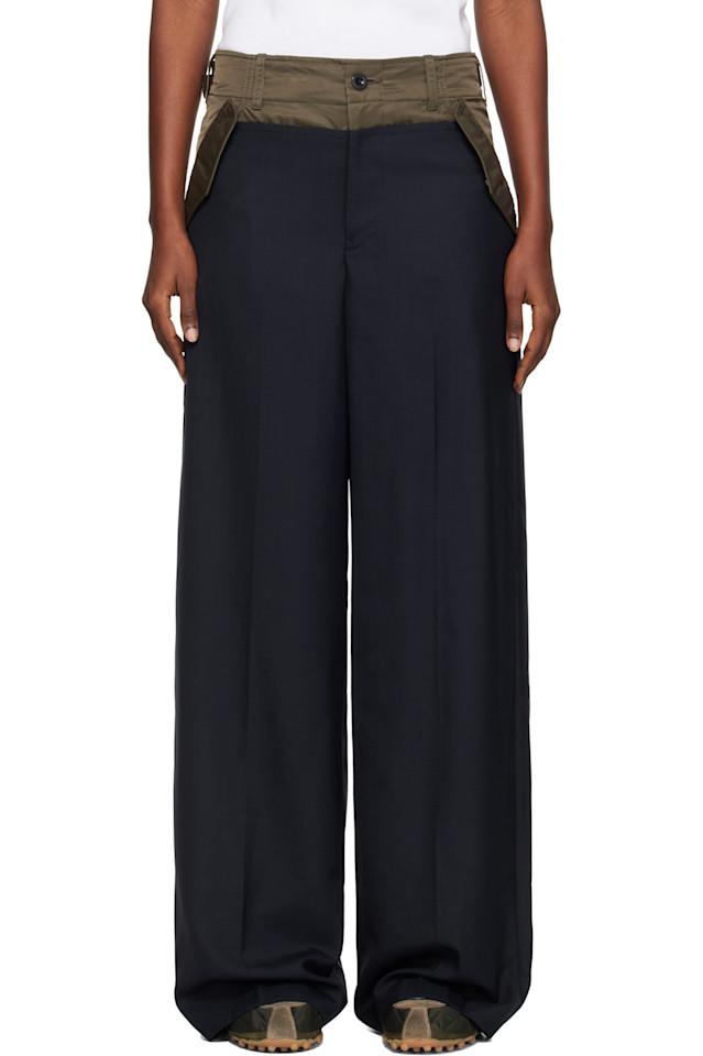 

Sacai Брюки из сочетания темно-синего и хаки цвета костюма