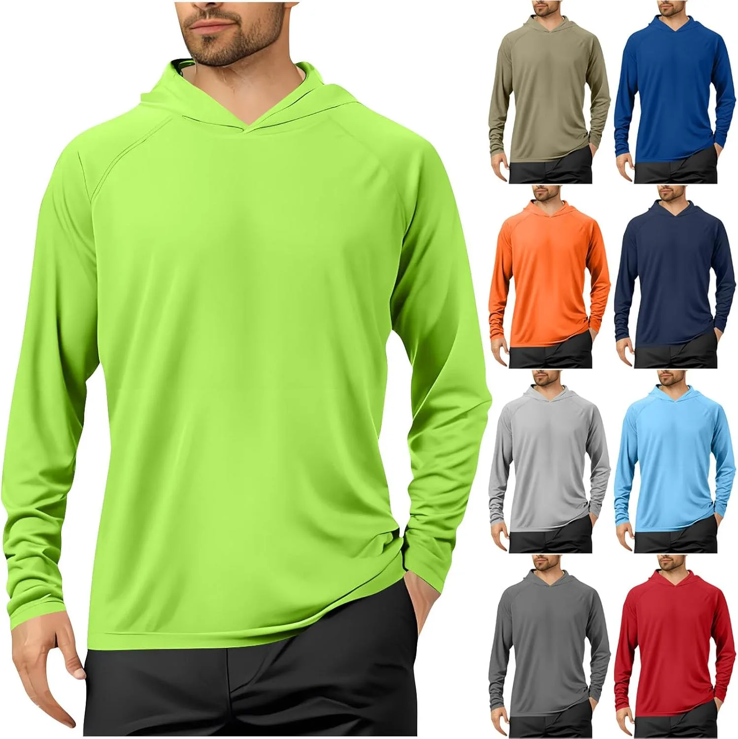 

Мужская футболка с капюшоном UPF 50, длинный рукав, быстросохнущая