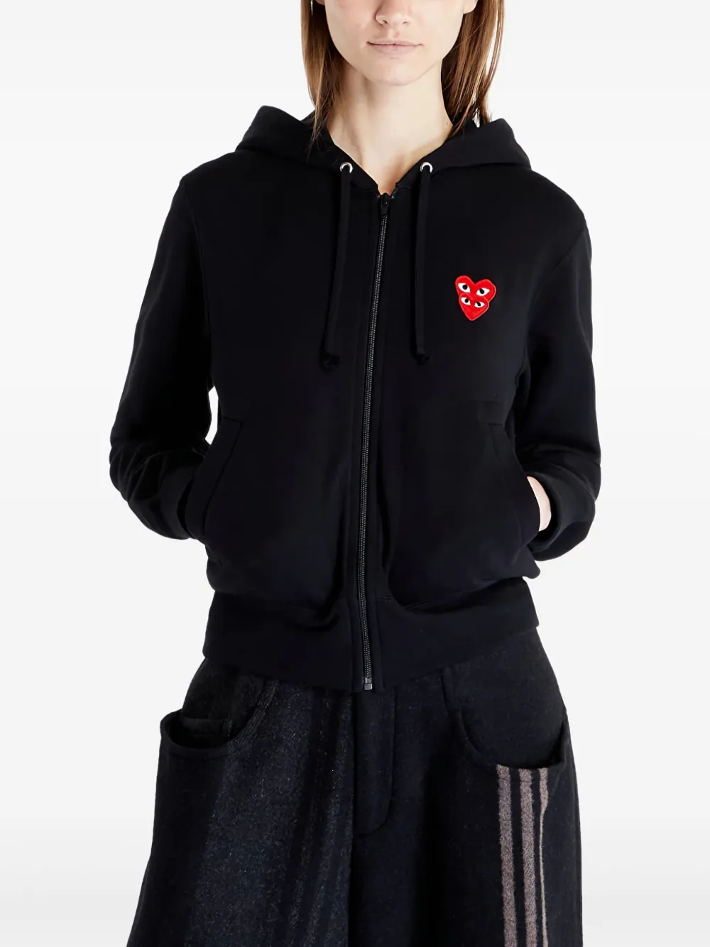 

Худи Double Heart на молнии Comme Des Garçons Play, черный