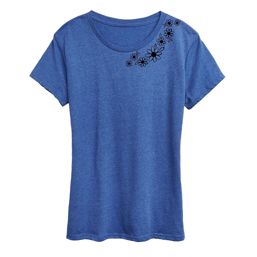 

Женская футболка с рисунком и цветочным рисунком, цвет Heather Royal Blue