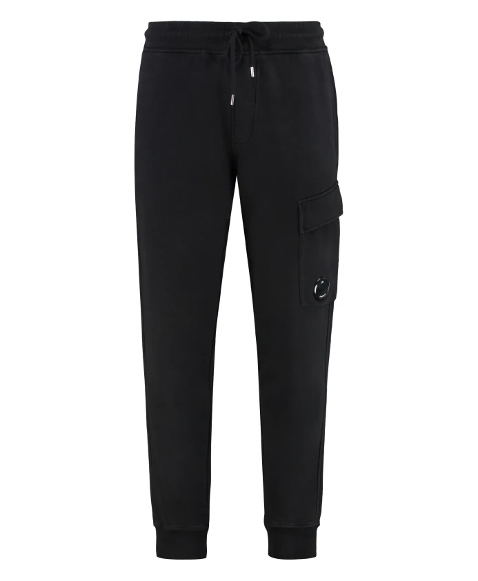 

Хлопковые тренировочные штаны с ребристыми манжетами C.P. Company, черный