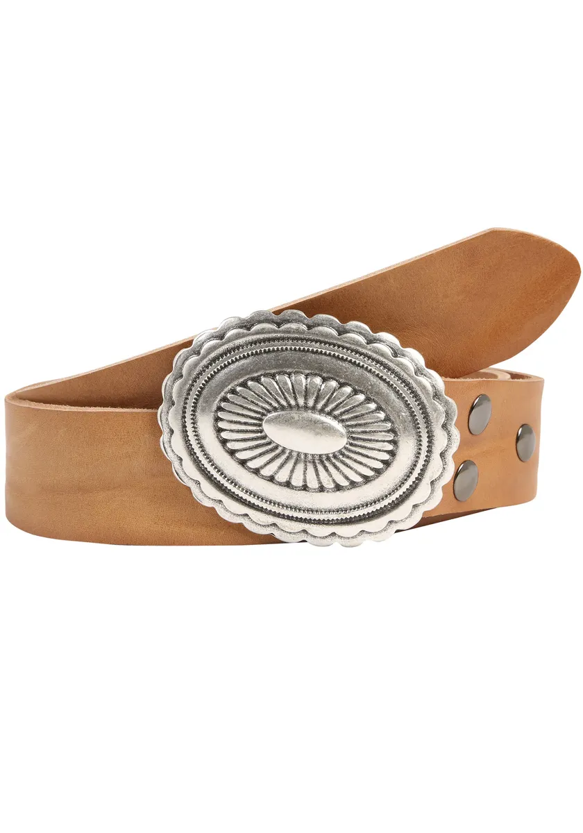 

LIFEBURG by showroom Ремень кожаный 019° со сменной застежкой "Mandala Silver" Rettungsring By Showroom 019°, цвет Cognac