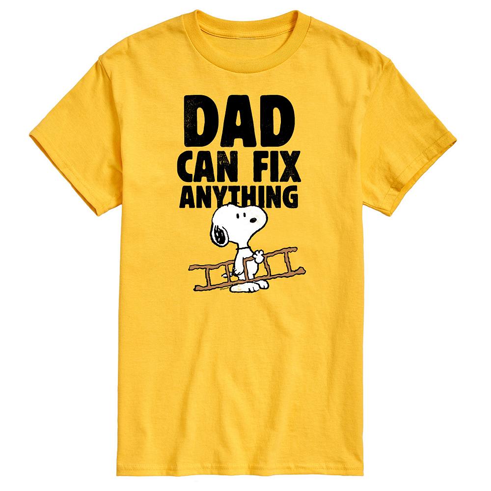 

Мужская футболка Peanuts Dad Can Fix It с графическим рисунком Licensed Character, желтый