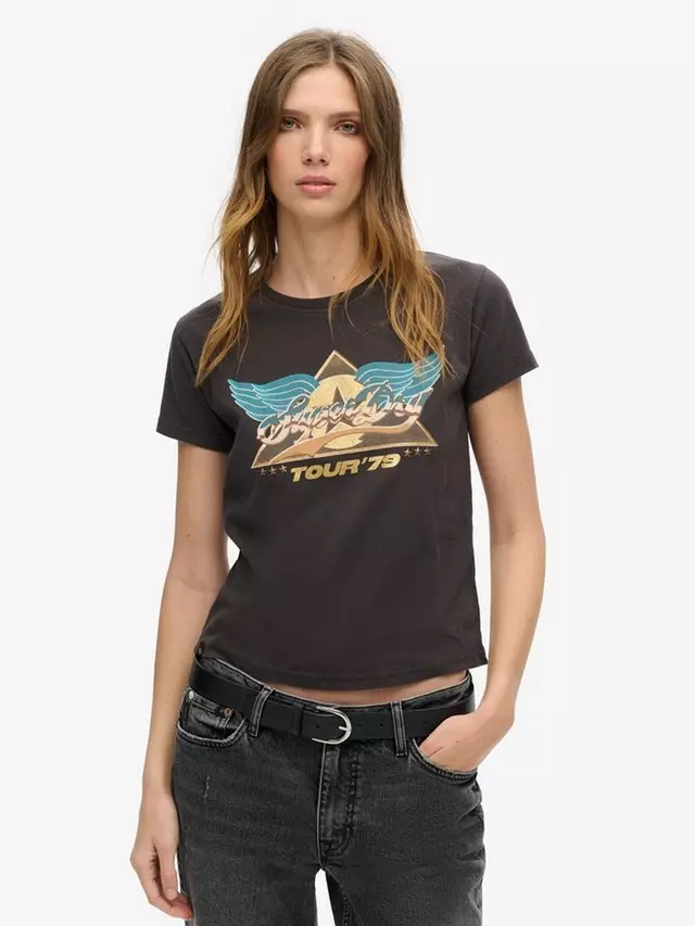 

Футболка Superdry 70s Rock Band Cap Sleeve, цвет blackboard