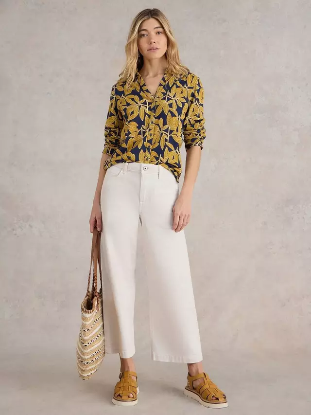 

Рубашка White Stuff Annie Leaf Print, цвет navy/yellow