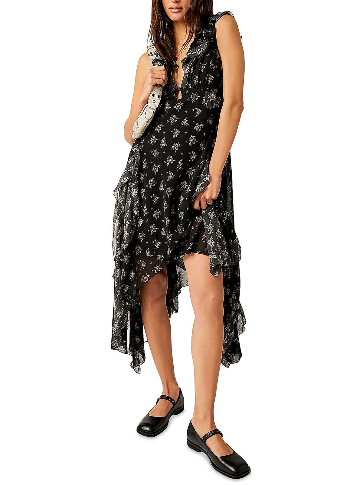 

Женское шифоновое платье-миди с оборками Joaquin Free People, черный