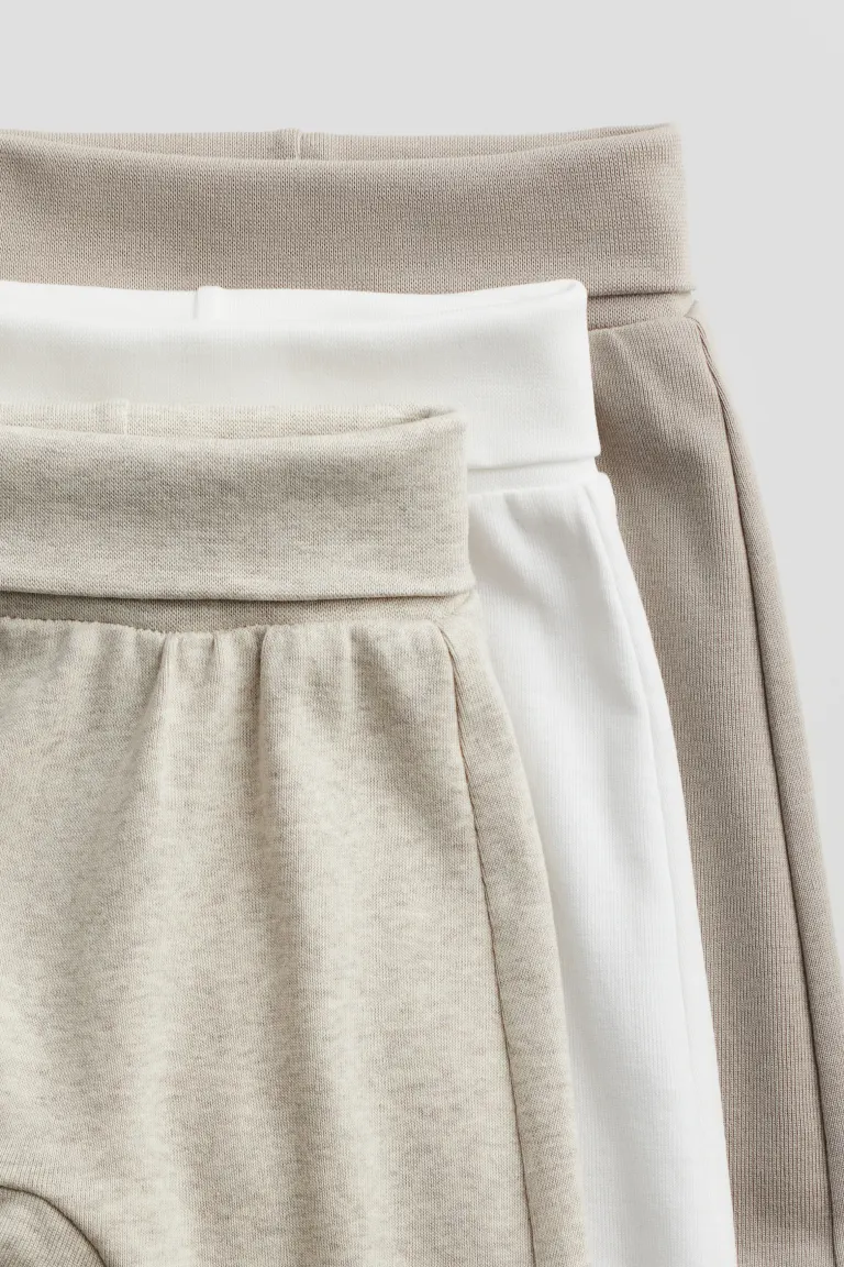Комплект из 5 хлопковых брюк H&M, бежевый — фото 2