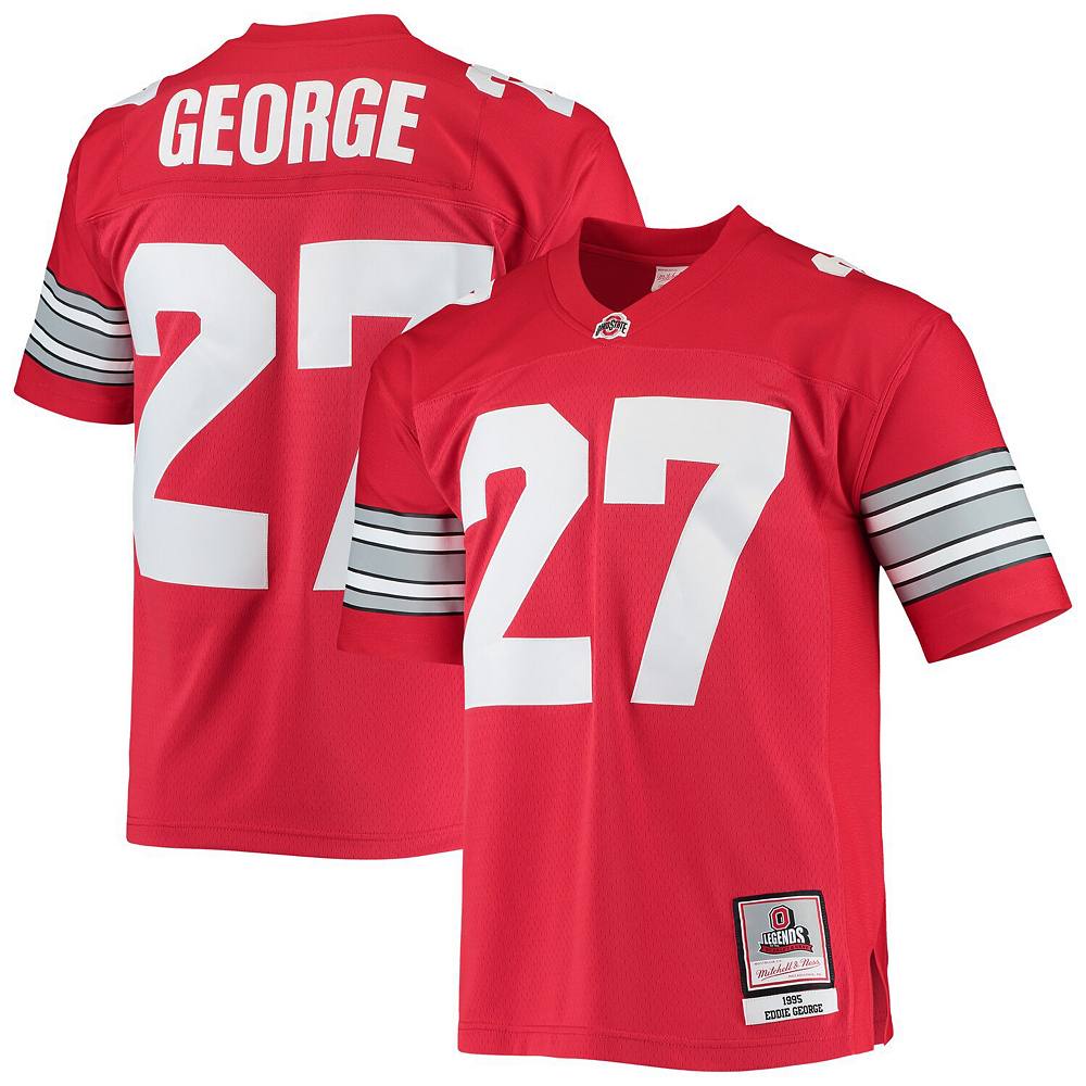 

Мужская футболка Mitchell & Ness Eddie George Scarlet Ohio State Buckeyes 1995 года Authentic Throwback Legacy, цвет Osu Red