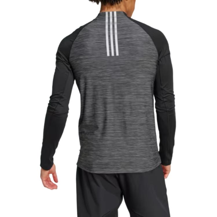 Футболка мужская для тренировок Gym+AEROREADY с тремя полосками черная Adidas — фото 4