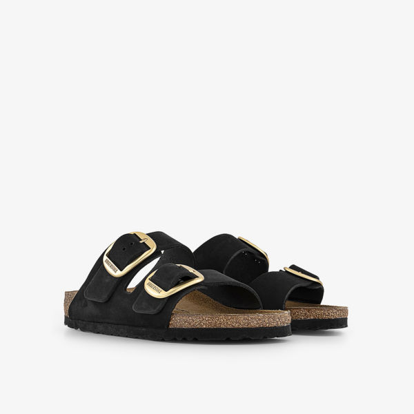 Сандалии Birkenstock Arizona из нубука с двумя ремешками, черный — фото 3