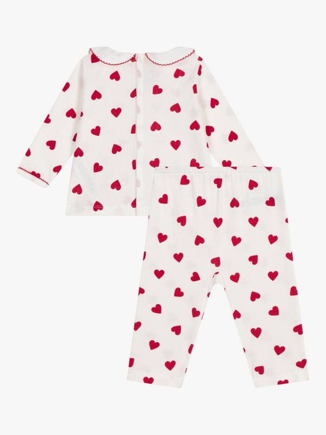 Детский пижамный комплект с принтом сердечек из хлопка Petit Bateau, Marshmallow/Terkuit — фото 2