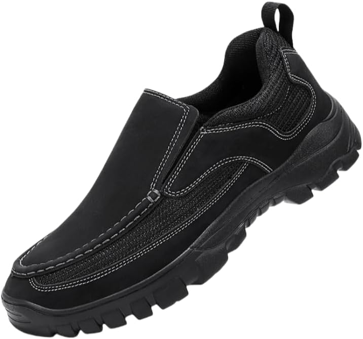 

Мужские лоферы большого размера - модная повседневная обувь с дышащей текстильной подкладкой и противоскользящей подошвой из ЭВА, подходит и деловых мероприятий Hoalox, черный