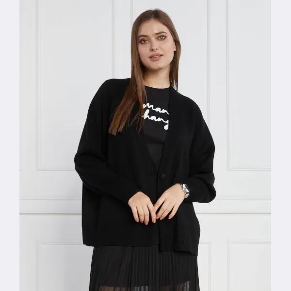 Кардиган классического кроя с добавлением шерсти Armani Exchange, черный — фото 2