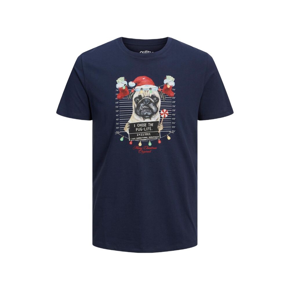 

Синяя хлопковая футболка Jack & Jones