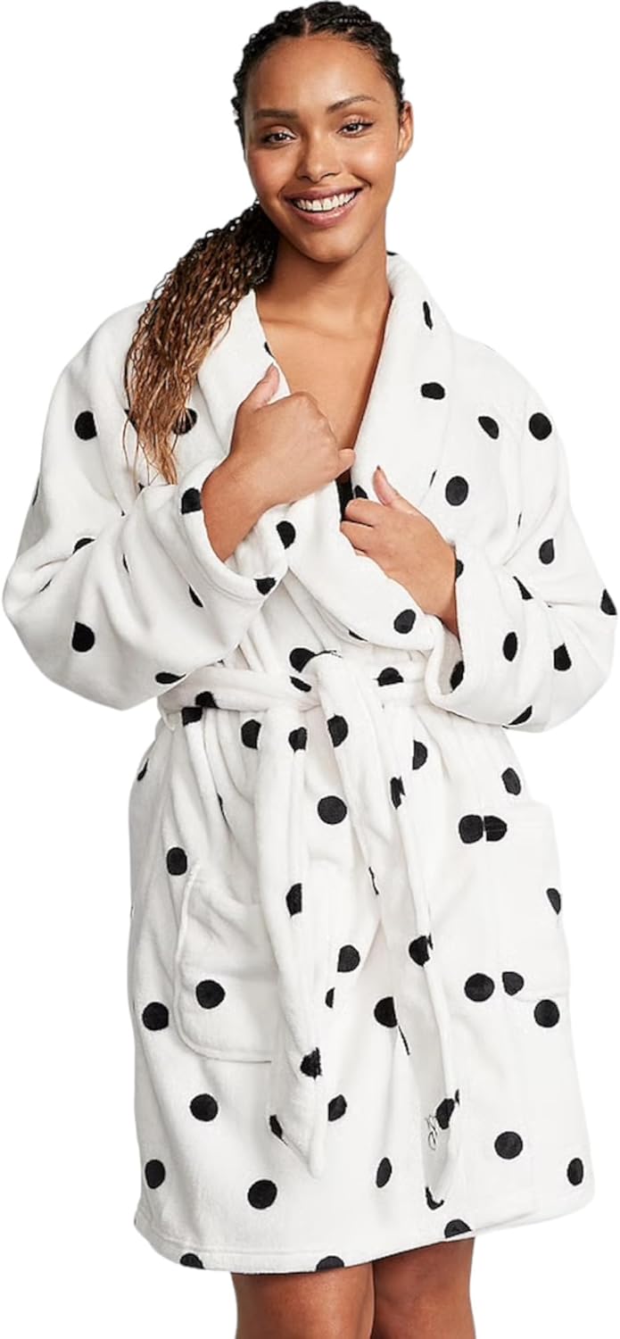 

Короткий уютный халат Victoria's Secret, халаты для женщин (XS-XXL), Black & White Sweet Dot