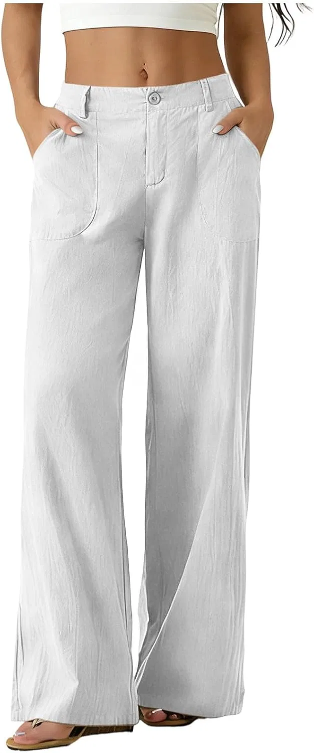 Женские брюки палаццо из льна, White
