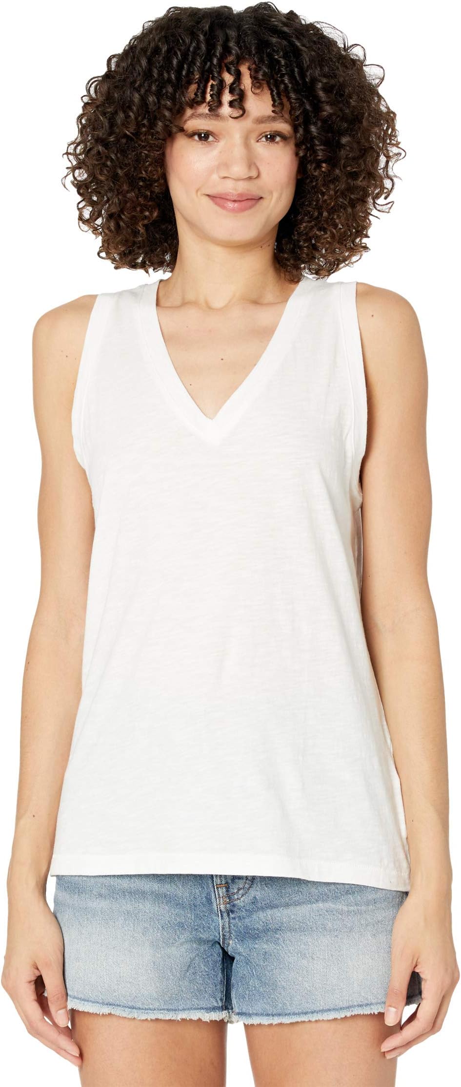 

Майка Whisper Cotton V-Neck Tank Madewell, цвет Optic White