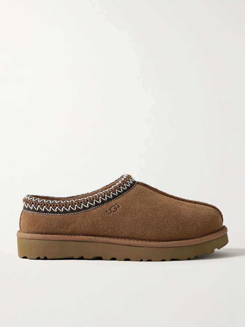 Тапочки из овчины с вышивкой Tasman Ugg, коричневый