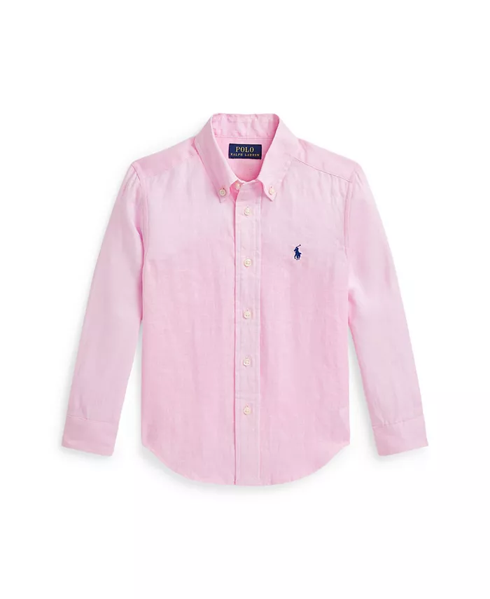 

Льняная рубашка для малышей и маленьких мальчиков Polo Ralph Lauren, розовый