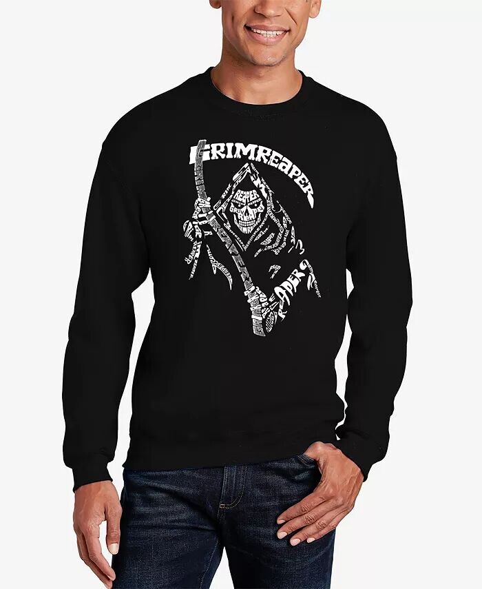 

Мужская толстовка с круглым вырезом Grim Reaper Word Art LA Pop Art, черный