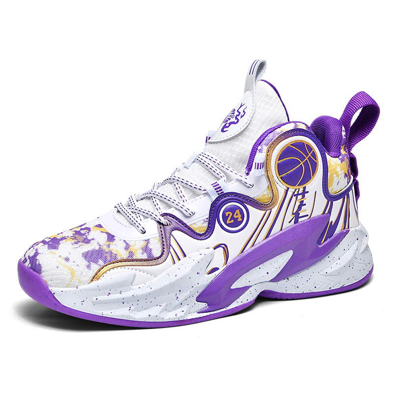 

TONYBEAR Скользоустойчивые износостойкие баскетбольные кроссовки мид-топ унисекс бело-фиолетовые, цвет White Purple