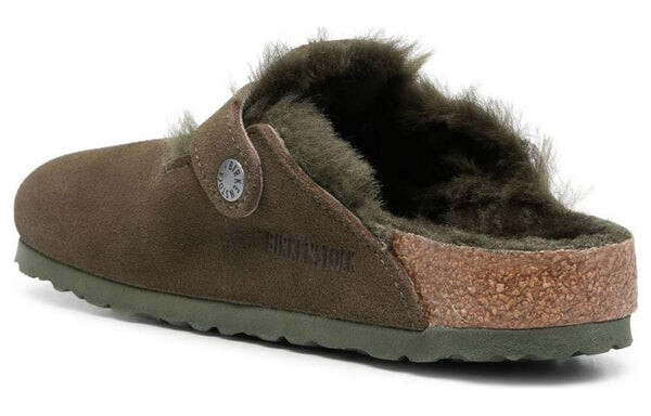 Тапочки boston shearling suede leather narrow fit 'thyme' Birkenstock, зеленый — фото 3