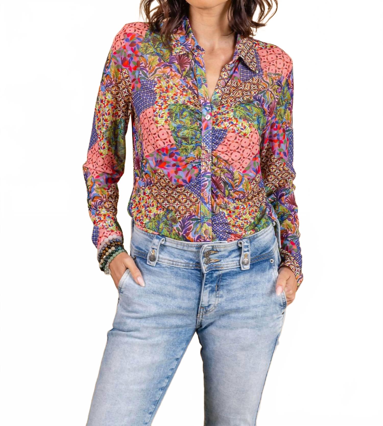 

Блузка с сетчатым принтом и сборкой спереди в стиле пэчворк PAPARAZZI, Patchwork