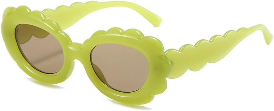 

Овальные солнцезащитные очки в форме цветка, желейного цвета, женские, модные, фиолетовые, зеленые, мужские, с защитой от УФ-излучения UV400, в стиле ретро WNCKSQ, Green Tea