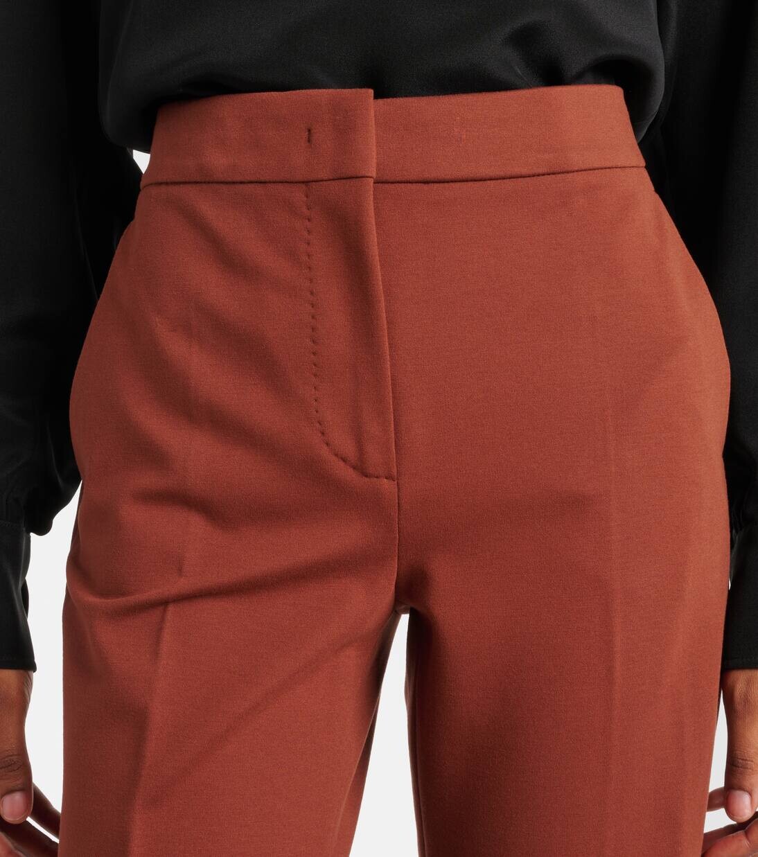 Узкие брюки из джерси Pegno Max Mara, цвет ruggine — фото 4
