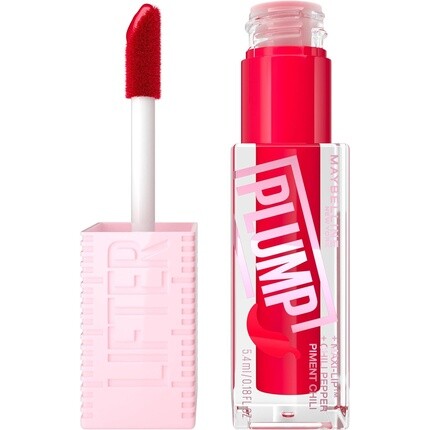 

Блеск для губ Maybelline New York Lifter Plump Lip Gloss Lasting Plump с подогревом с гиалуроновой кислотой и перцем чили XL Wand Vegan Formula, оттенок 004 Red Flag