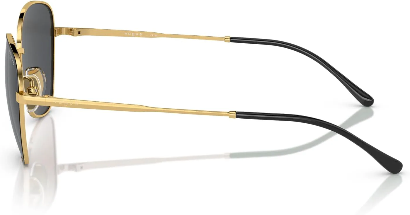 

Солнцезащитные очки Vogue Eyewear для женщин, оправа бледно-золотистого цвета, темно-синие линзы с серым градиентом, диаметр линз 53 мм, Top Black/Gold/Dark Grey