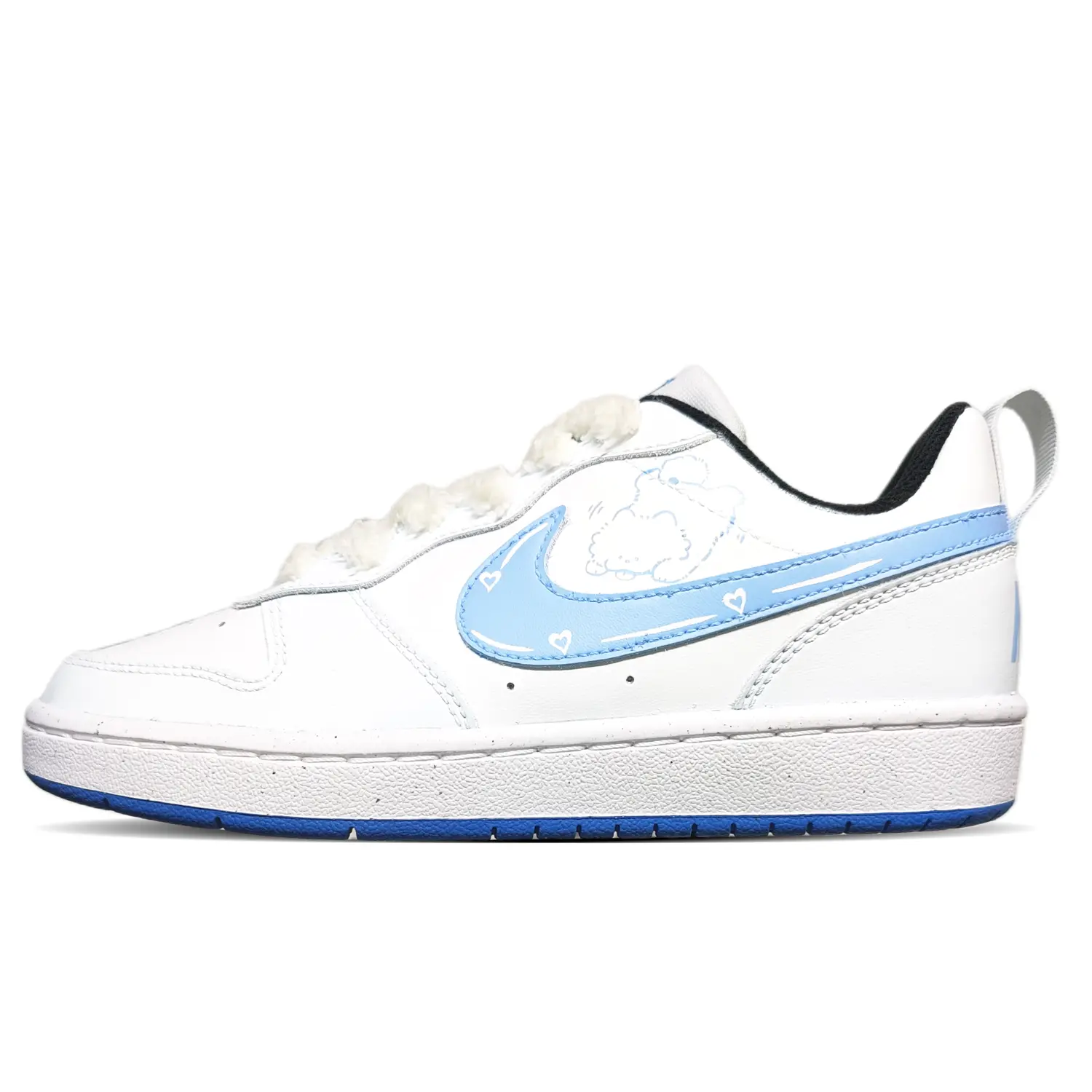 

Кроссовки Court Borough Low Slip с легкой амортизацией для детей и подростков Nike, белый/синий