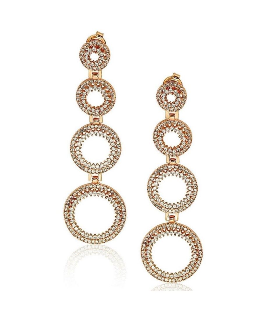 

Серьги-подвески Suzy Levian из стерлингового серебра с кубическим цирконием, выполненные в виде градуированных кругов Suzy Levian New York, Rose