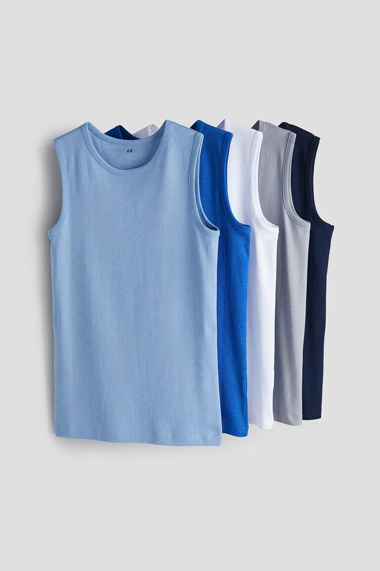 

5 пар хлопковых топов-жилетов H&M, синий